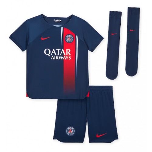 Paris Saint-Germain Kylian Mbappe #7 Replica Home Stadium Kit for Kids 2023-24 Short Sleeve (+ pants)